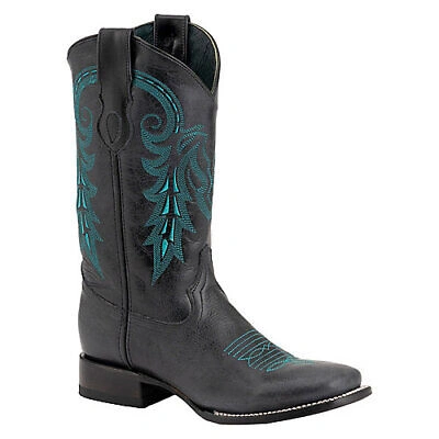 Pre-owned Ferrini Mens Blaze Black Sq Toe Boots