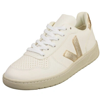 Pre-owned Veja V-10 Chromefree Womens White Gold Casual Sneakers