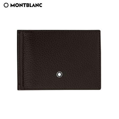 Pre-owned Montblanc Meisterstück Softgrain Leather Men's Card Wallet Purse With Money Clip In Brown
