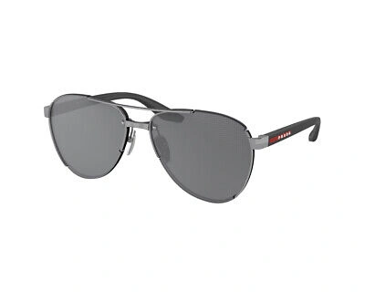 Pre-owned Prada Linea Rossa Sunglasses Ps 51ys 5av07u Black Grey In Gray