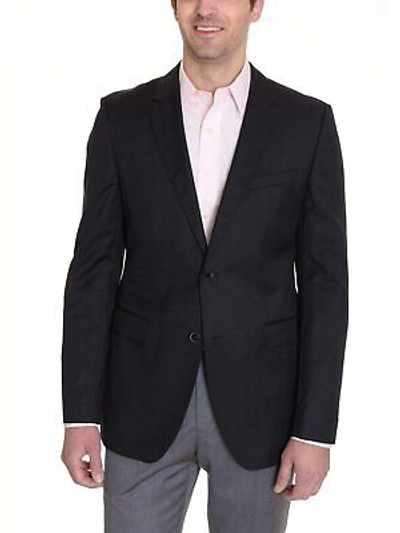 Pre-owned Hugo Boss The James3 Slim Fit Solid Black Two Button Wool Blazer