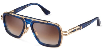 Pre-owned Dita Lxn-evo Titanium Navigator Sunglasses - Dts403 - Handmade In Japan In Blue Swirl-yellow Gold/brown (a-03)