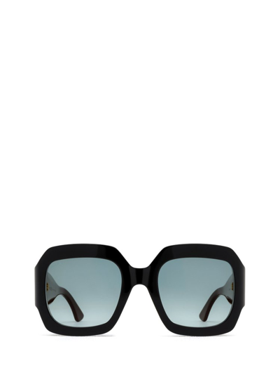 Cartier Rectangle Frame Sunglasses In Nero/verde