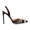 Aquazzura Gatsby 105 Crystal-embellished Satin Slingback Pumps In Black