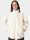 Sweaty Betty Plush Textured Half Zip Fleece Top In White