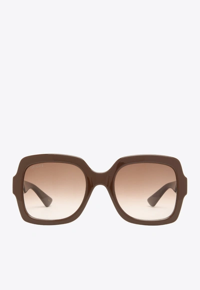 Gucci Butterfly Acetate Sunglasses In Brown