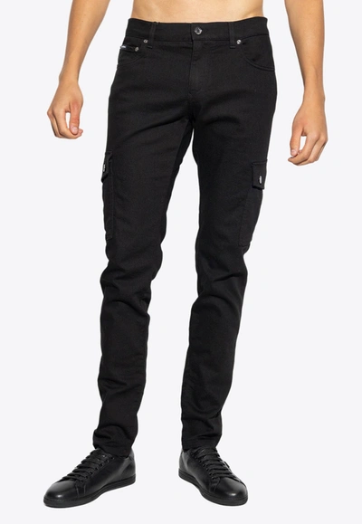 Dolce & Gabbana Cargo Slim Jeans In Black