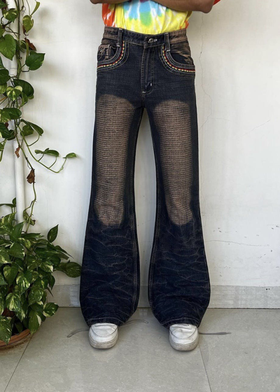 Pre-owned Vintage Japanese Denim Flare Jeans In Navy