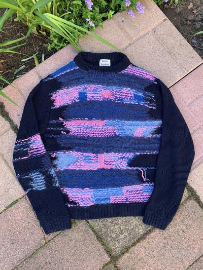 Pre-owned Acne Studios Grail  Irregular Raw Knit Sweater In Multicolor