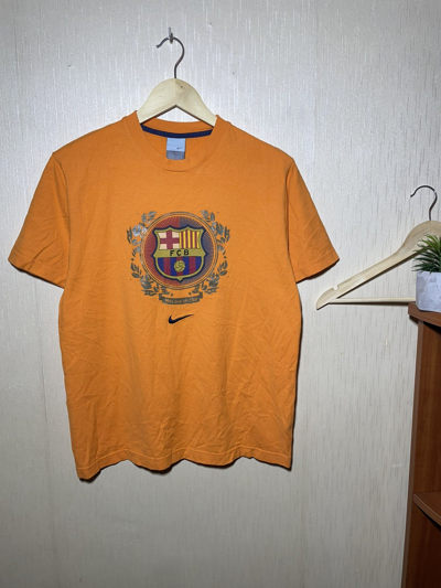 Pre-owned Nike X Soccer Jersey Nike Barcelona Vintage Y2k T Shirt In Orange