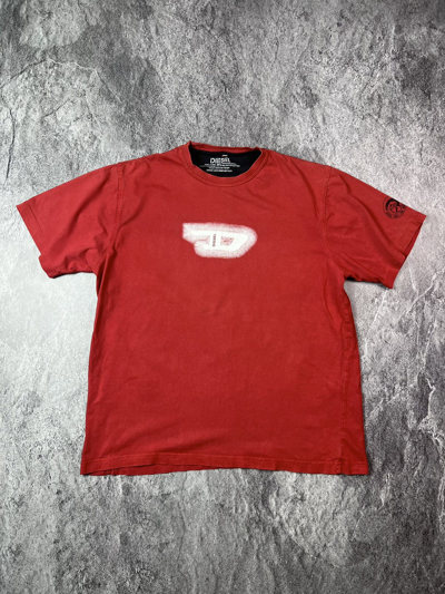 Pre-owned Diesel X Vintage Y2k Diesel Center D Logo Japan Style Archival Tee Shirt In Red