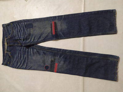 Pre-owned Archival Clothing X Number N Ine Night Crawler Ss05 Denim Scab Patchwork Low Rise Pants In Blue Denim