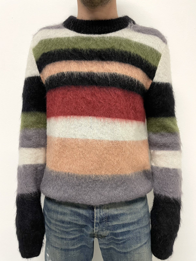 Pre-owned Saint Laurent 2017 New Mohair Striped Sweater Sex Pistols Johnny Rotten In Black/red/white
