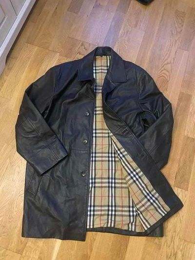 Pre-owned Burberry Vintage  Leather Jacket In Black