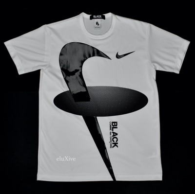 Pre-owned Comme Des Garçons X Nike Cdg Nike Black Hole Illusion Print T-shirt White Ds