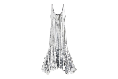 Pre-owned Rabanne H&m Sequined Flared-skirt Dress Silver