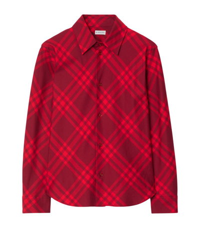 Burberry Check Cotton Flannel Shirt In Red