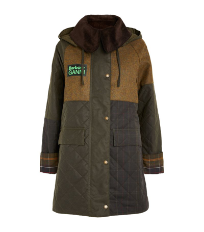 Barbour X Ganni Burley Jacket In Archive_olive_dull_classic_classic