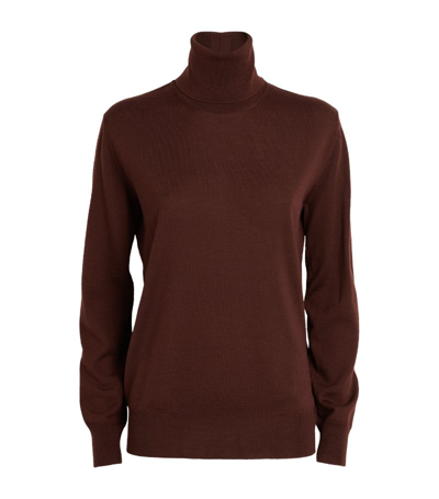 Jil Sander Merino Wool Rollneck Sweater In Brown