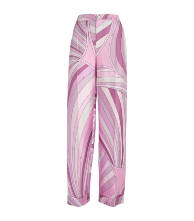 Emilio Pucci Pucci Wide-leg Iride Print Trousers In Pink