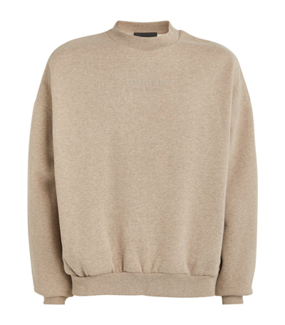 Essentials Fear Of God  Mens Core Heather  Logo-print Relaxed-fit Cotton-blend Sweatshirt