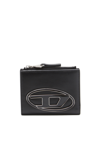 Diesel Small Leather Wallet With Logo Plaque In Nero