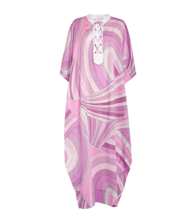 Emilio Pucci Pucci Lace-up Printed Kaftan In Pink