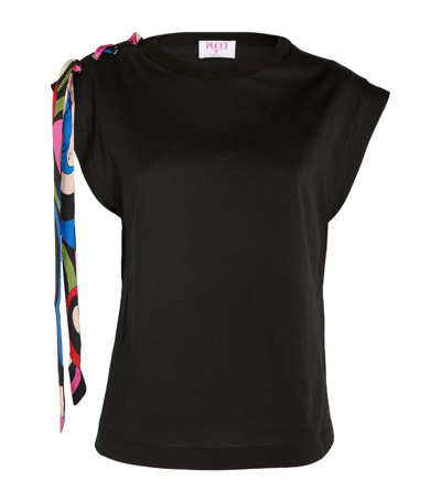 Emilio Pucci Pucci Cotton Jersey Silk Marmo Print T-shirt In Black