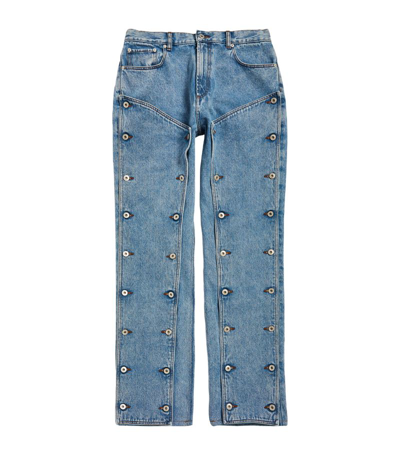 Y/project Snap-off Straight Jeans In Blue