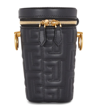 Balmain Quilted Leather 1945 Minaudière Clutch In Black