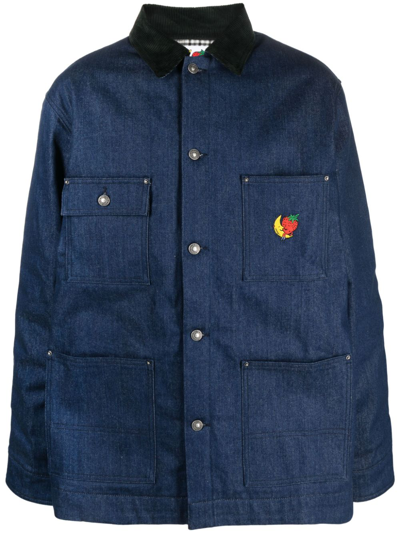Sky High Farm Denim Utility Jacket With Velvet Collar In Blue