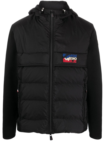 Moncler Quilted-panel Hooded Cardigan In Black