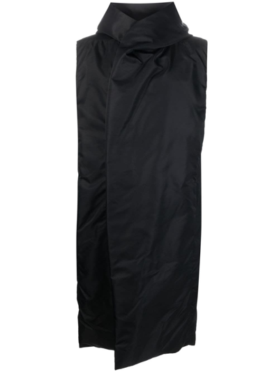 Rick Owens Hooded Gilet Coat In Black