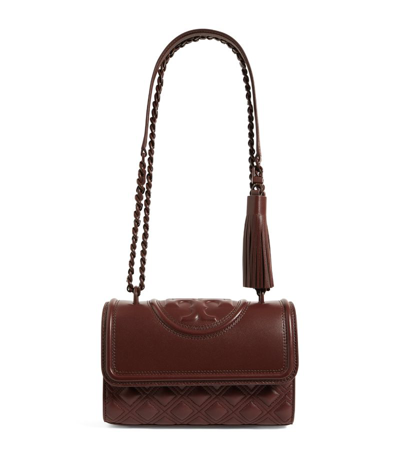 Tory Burch Small Leather Fleming Shoulder Bag In Wine Red