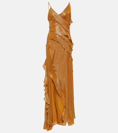 Victoria Beckham Ruffled Lamé Gown In Gold