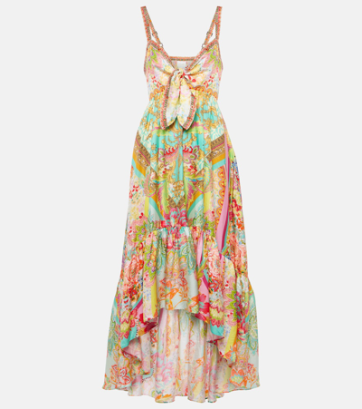 Camilla Printed Ruffled Silk Midi Dress In Multicoloured