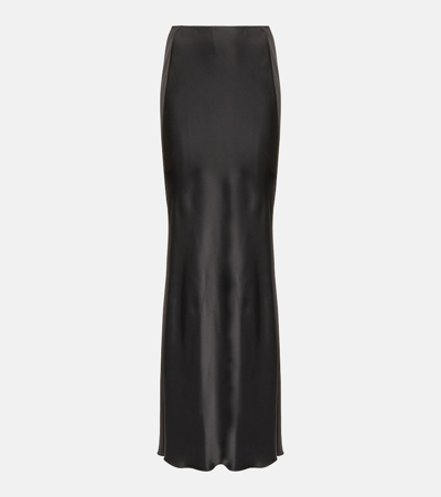 Victoria Beckham Satin Maxi Skirt In Black