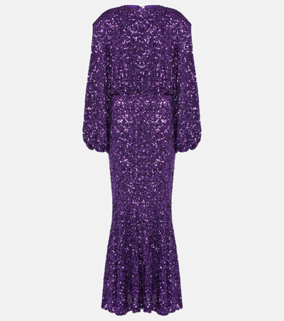 Rotate Birger Christensen Sequined Maxi Dress In Purple