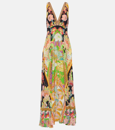 Camilla Crystal-embellished Printed Silk Crepe De Chine Maxi Dress In Bunt