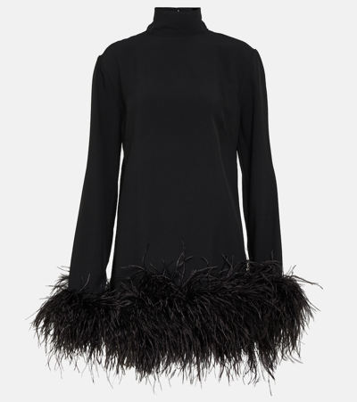 Taller Marmo Piccolo Ubud Feather-trimmed Minidress In Black