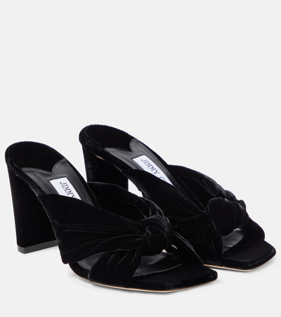 Jimmy Choo Avenue 85 Velvet Mules In Black