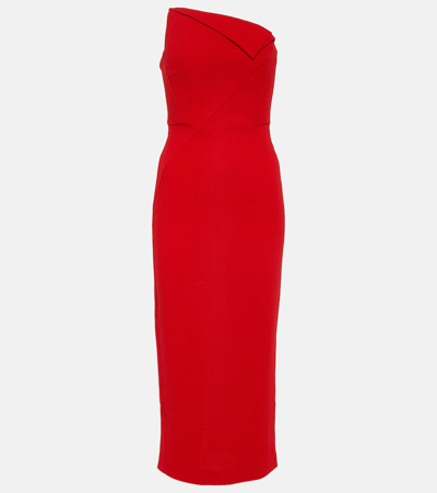Roland Mouret Origami Wool Midi Dress In Red