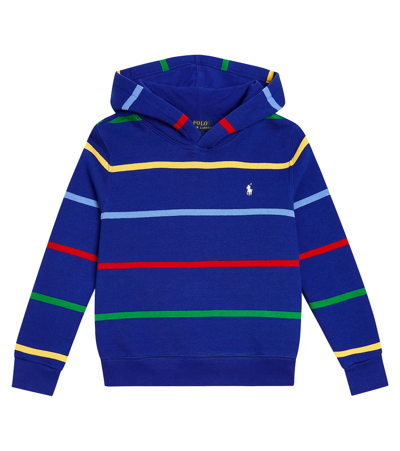 Polo Ralph Lauren Kids' Printed Cotton-blend Fleece Hoodie In Blue