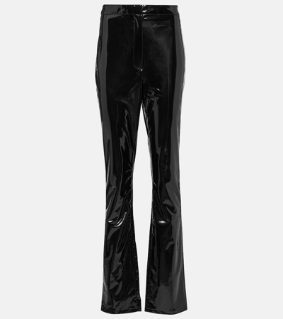 Rotate Birger Christensen High-rise Vinyl Slim Pants In Black