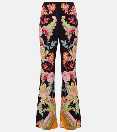 Camilla Floral Jersey High-rise Flare Trousers In Multi