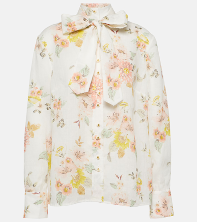 Zimmermann Floral Ramie Blouse In White