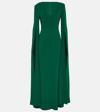 Roland Mouret Cape-sleeve Cady Gown In Green