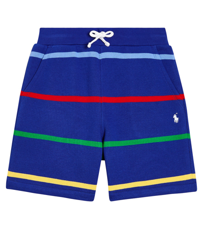 Polo Ralph Lauren Kids' Printed Cotton-blend Fleece Shorts In Blue