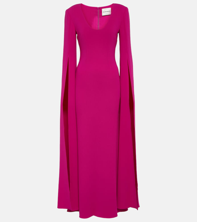 Roland Mouret Cape-sleeve Cady Gown In Purple