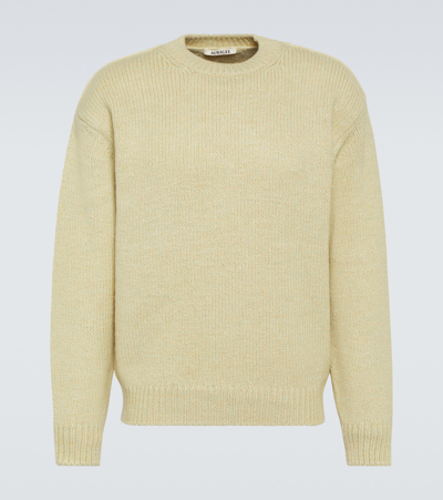 Auralee Green Crewneck Sweater In 24589318 Yellow Gree